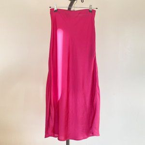 A-Line Long Skirt Silky Fabric Pink Color SizeM(US 6) Barbicore UrbanOutfitters